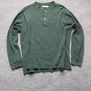 Vtg naturalize Henley thermal size men's xl dark green